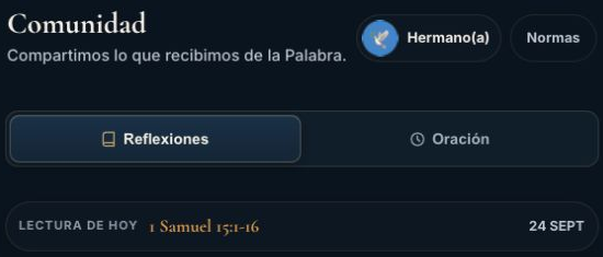 Encabezado de Comunidad en Su Voz a Diario mostrando Hermano(a) y las pestañas de Reflexiones y Oración