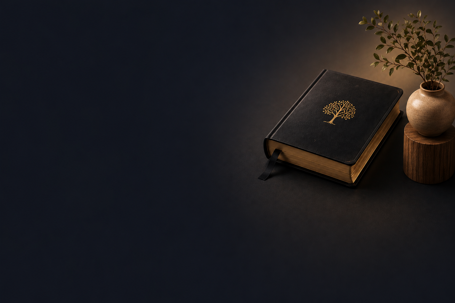 Biblia abierta con iluminación cálida